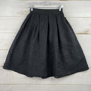 Akira Chicago Skirt Sz S Black Burnout Chiffon Lined Pleated Flare Lightweight